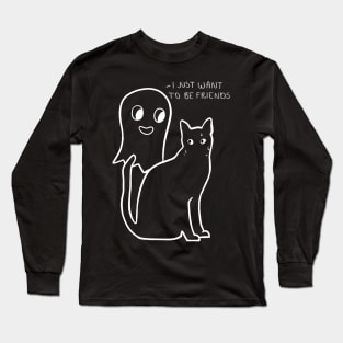 Cute Ghost Wants To Make Friends | Halloween Long Sleeve T-Shirt